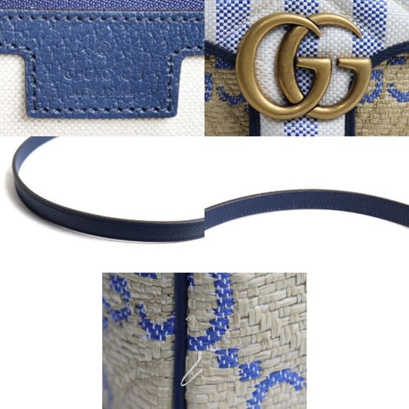 Gucci GG Marmont Quilted Shoulder Bag Beige White Blue - Picture 3 of 3